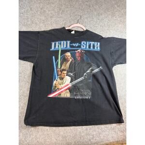 VTG Star Wars Jedi vs Sith Graphic Promo Shirt Mens XL Black Movie Merch 90s Y2K